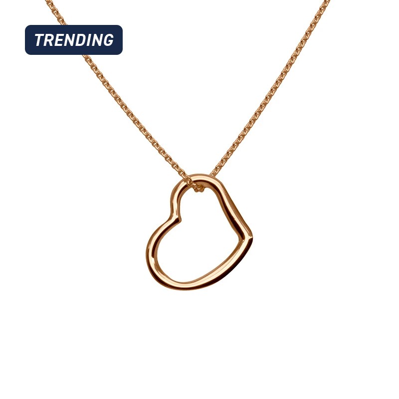 Rose Gold Offset Open Heart Necklace