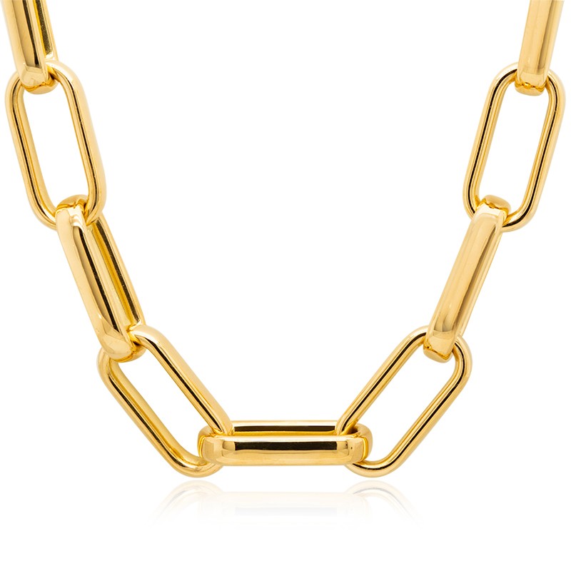 18k Yellow Gold Paperclip Chain Necklace