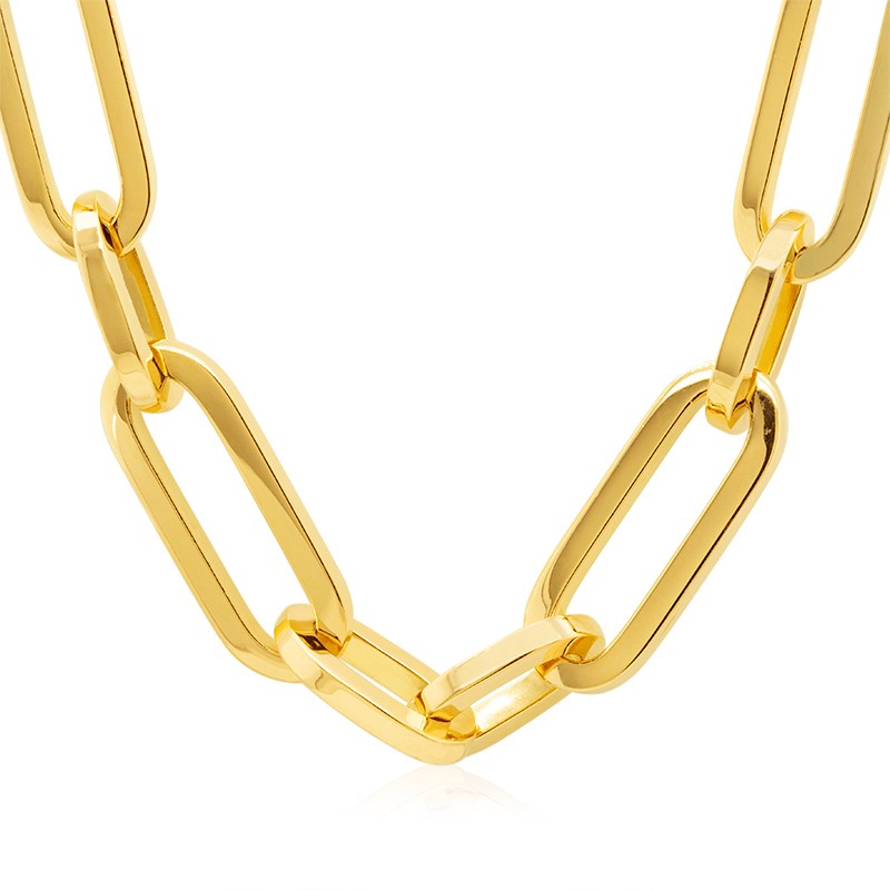 18k Yellow Gold Paperclip Necklace
