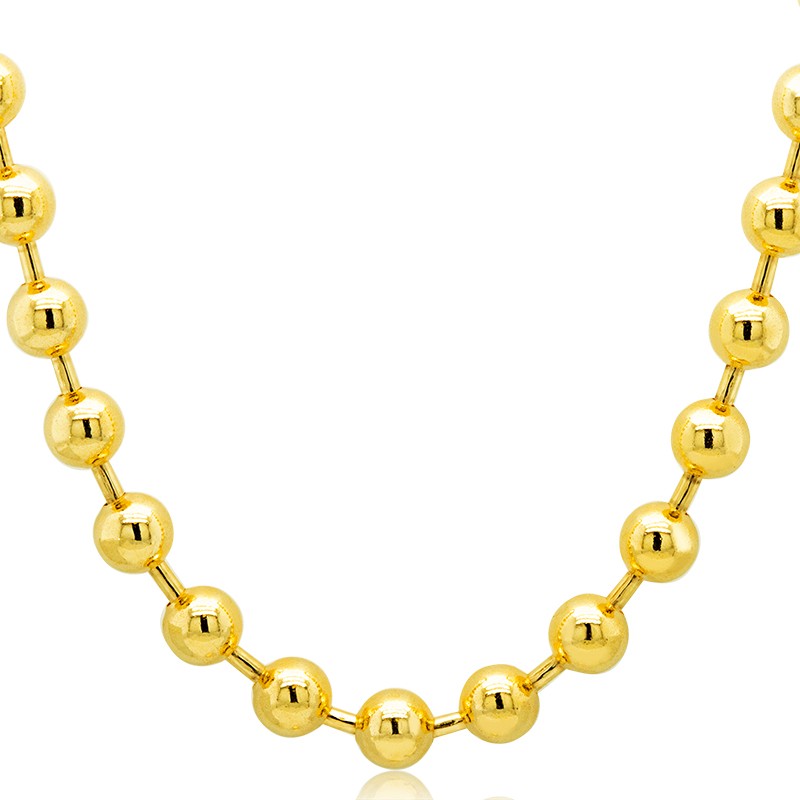 18k Yellow Gold Bead Chain Necklace