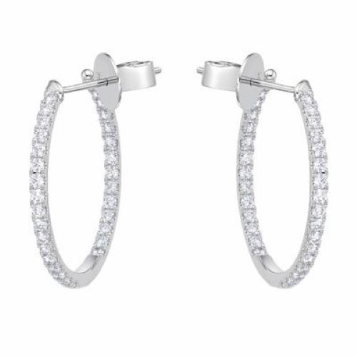18k White Gold Inside Out Diamond Hoop Earrings