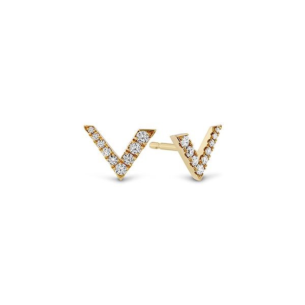 18k Yellow Gold Charmed V Diamond Earrings