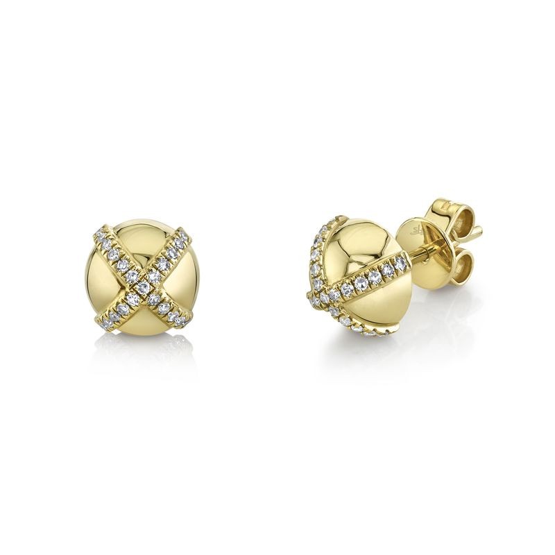 Cross Diamond Stud Earrings