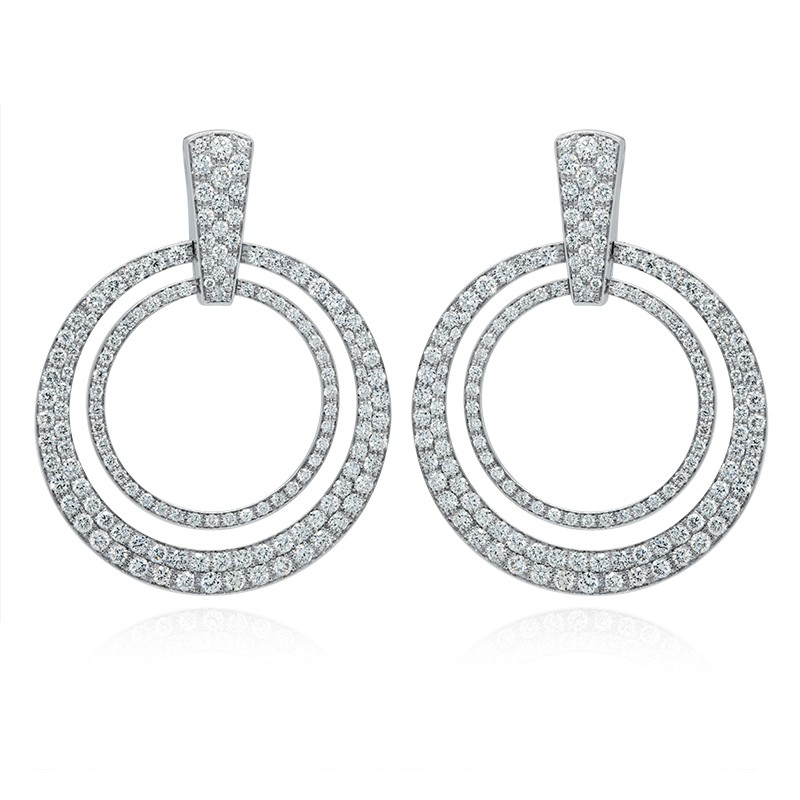 18k White Gold Open Circle Drop Earrings