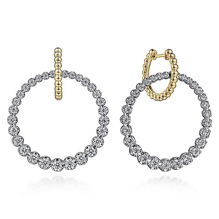 14K White-Yellow Gold Bujukan Diamond Circle Huggies