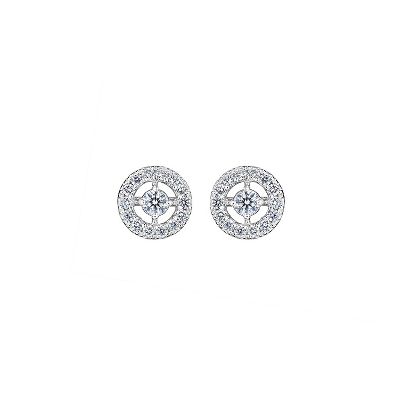 18K White Gold Classic Round Diamond Studs
