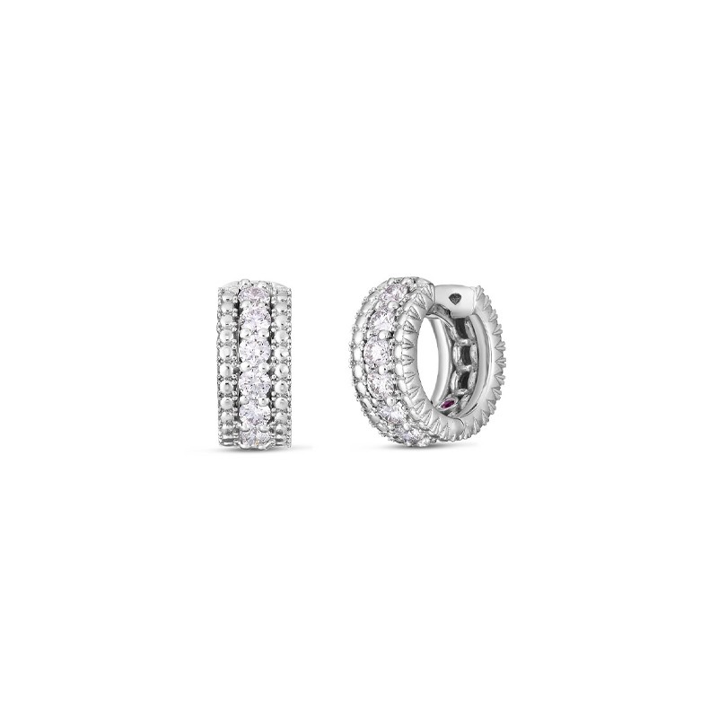 18K White Gold Siena Diamond Huggie Hoop Earring