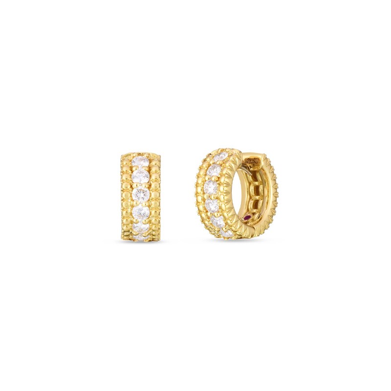 18K Yellow Gold Siena Diamond Huggie Hoop Earrings