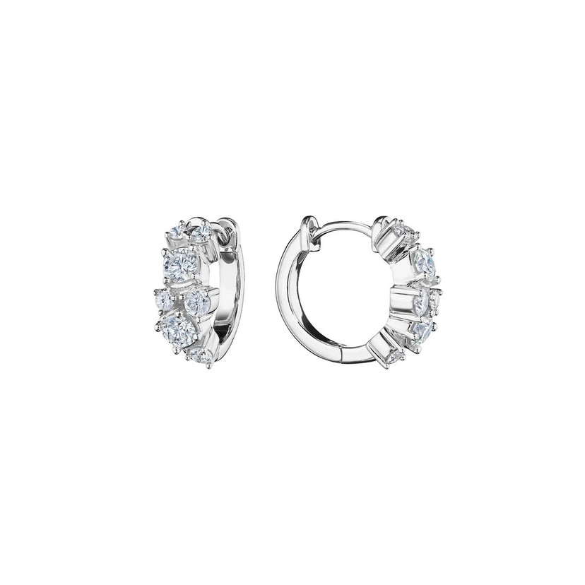 18K White Gold Confetti Huggie Earrings