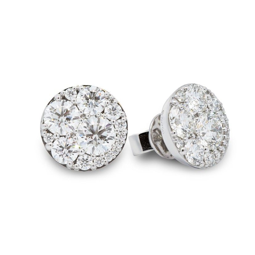 18K White Gold Tessa Circle Cluster Earrings