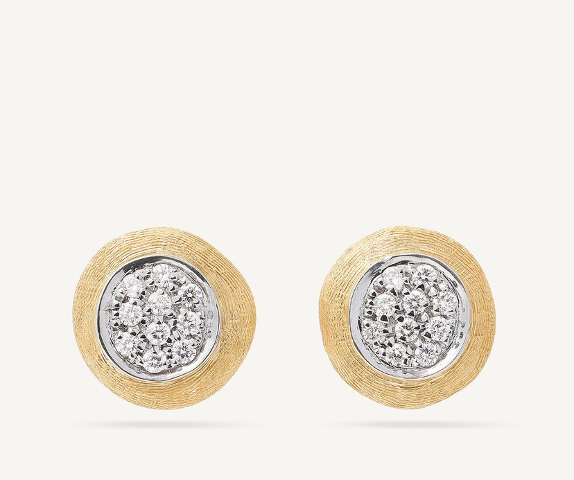 18k Two-Tone Gold Diamond Pavé Stud Earrings