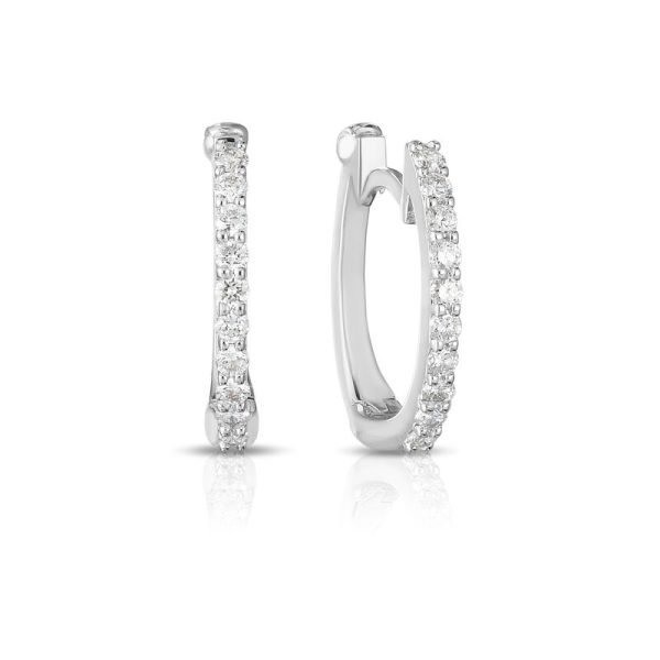 18k White Gold Pave Diamond Huggie Earrings