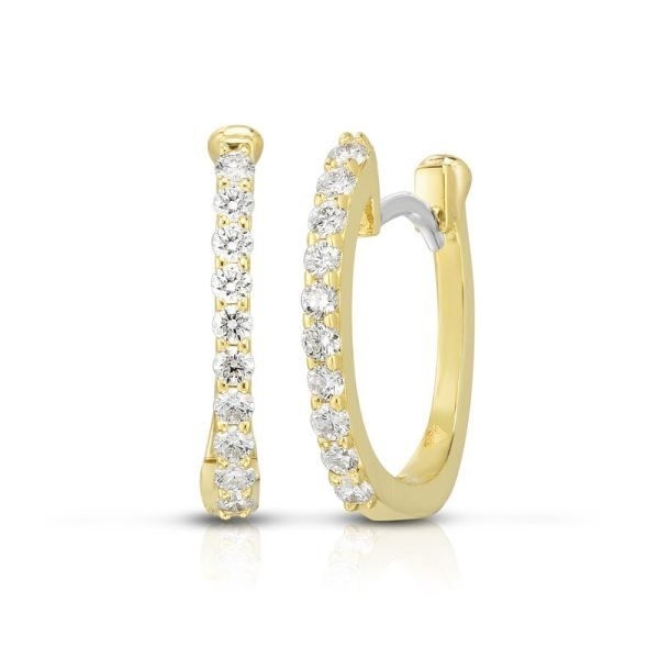 18k Yellow Gold Pave Diamond Huggie Earrings