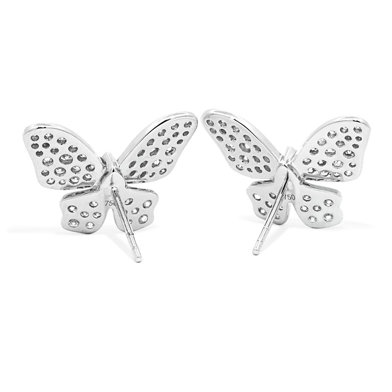 18k White Gold Diamond Pave Butterfly Earrings