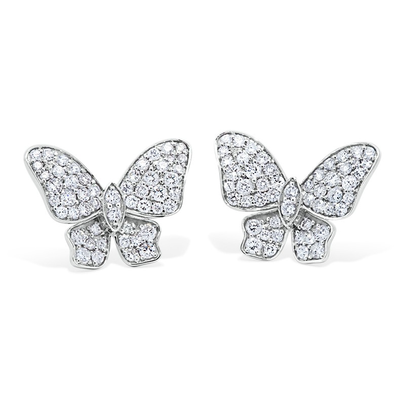 18k White Gold Diamond Pave Butterfly Earrings