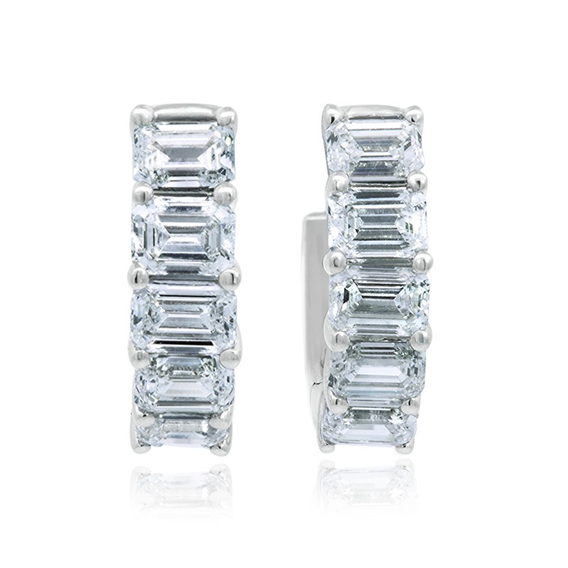 18k White Gold Diamond Huggie Earrings