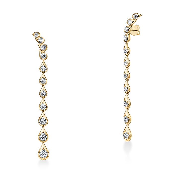 18k Yellow Gold LU Droplet Stiletto Earrings