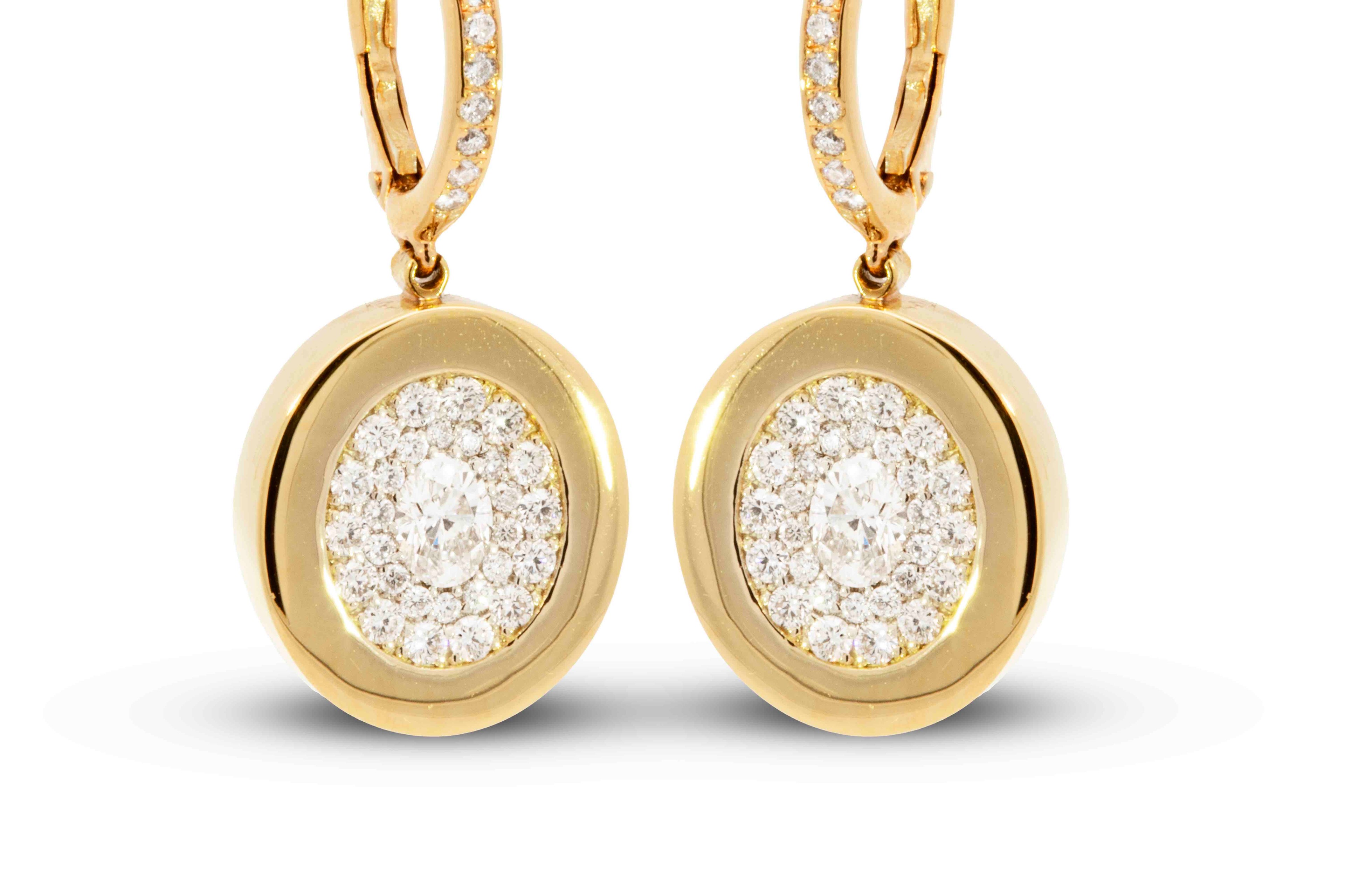 18k Yellow Gold Pave Diamond Earrings