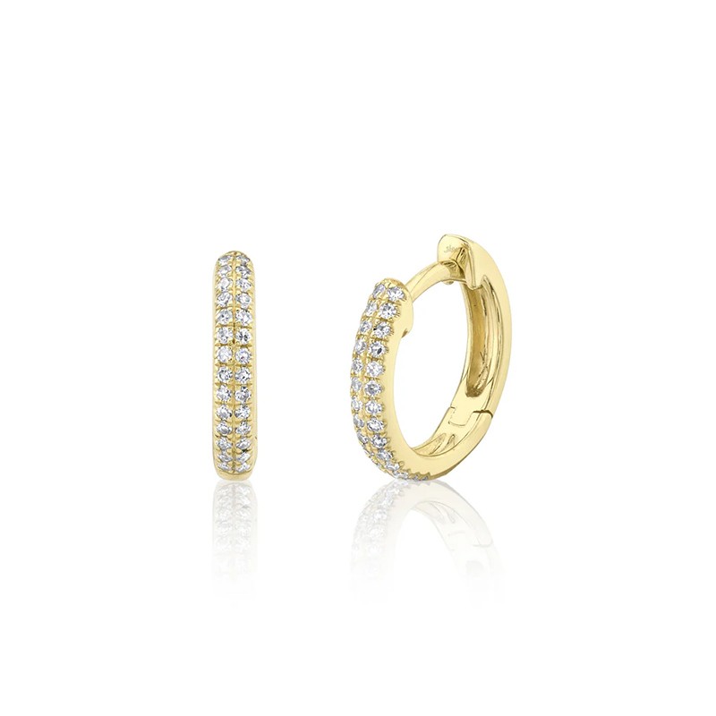Yellow Gold Diamond Pave Huggie Earring