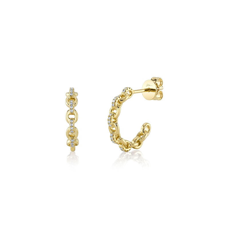 Yellow Gold Diamond Link Hoop Earring