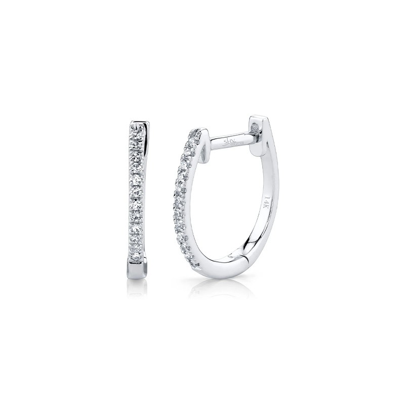 White Gold Diamond Pave Huggie Earring