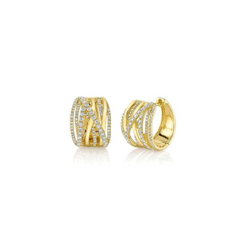 Yellow Gold Diamond Crossover Earring