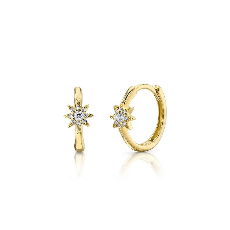 Yellow Gold Diamond Starburst Earring