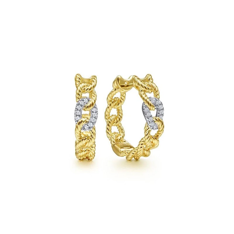 14K Two Tone Twisted Rope Hoops