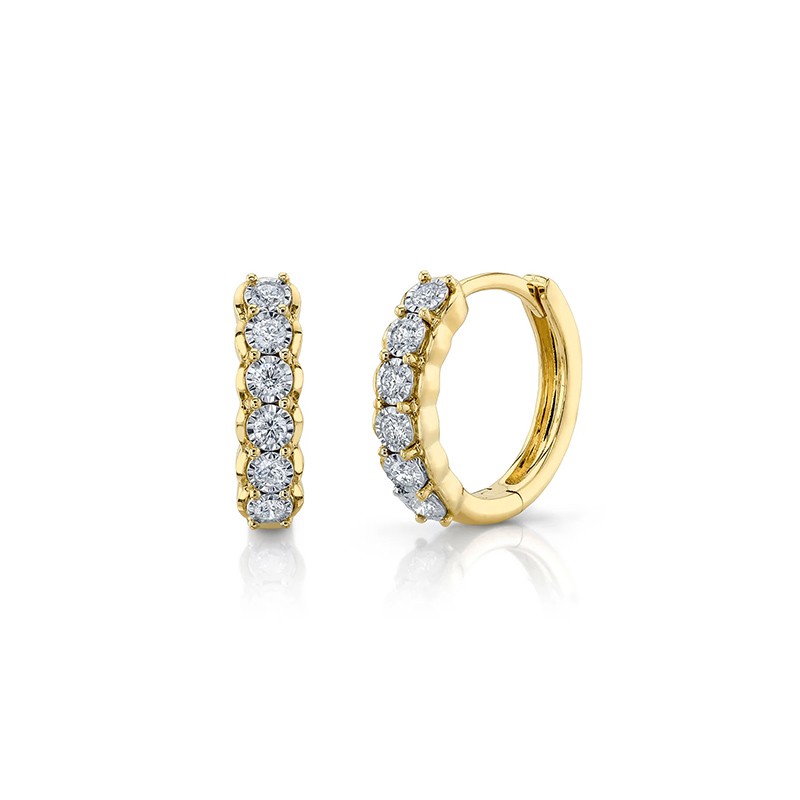 Yellow Gold Diamond Huggie Earring