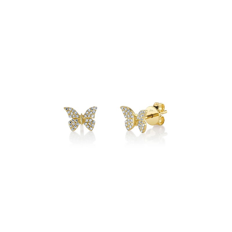 Yellow Gold Diamond Butterfly Studs