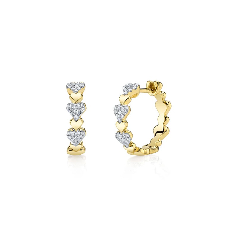 Yellow Gold Diamond Pave Heart Earring