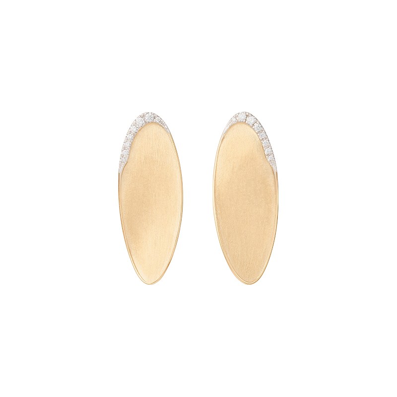 18K Yellow Gold Petal Stud with Diamonds, 1.6"