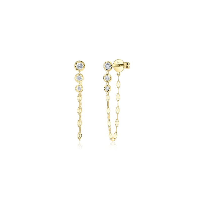 Yellow Gold Diamond Sparkle Chain Earring