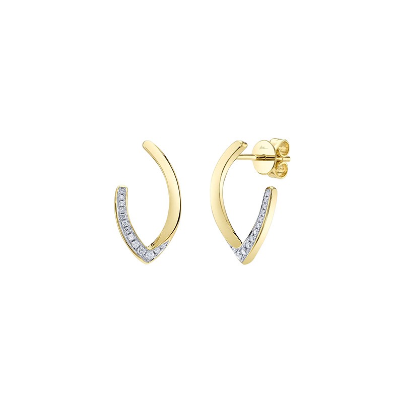 Yellow Gold Diamond V Studs