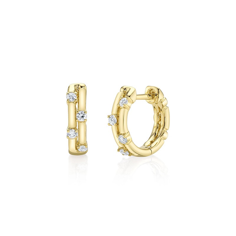 Yellow Gold Diamond Hoops