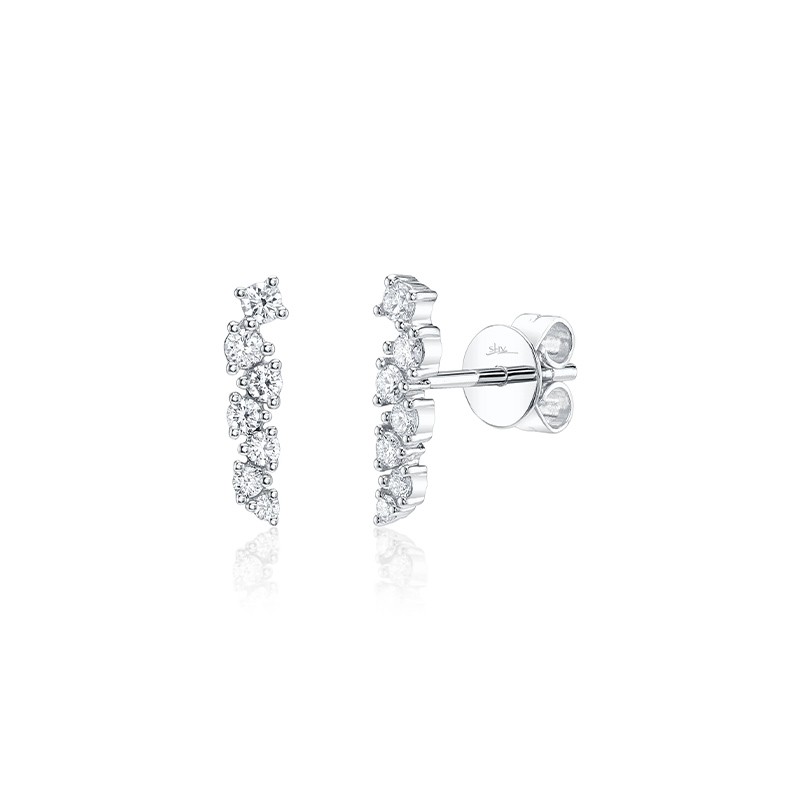 White Gold Diamond 2 Row Studs