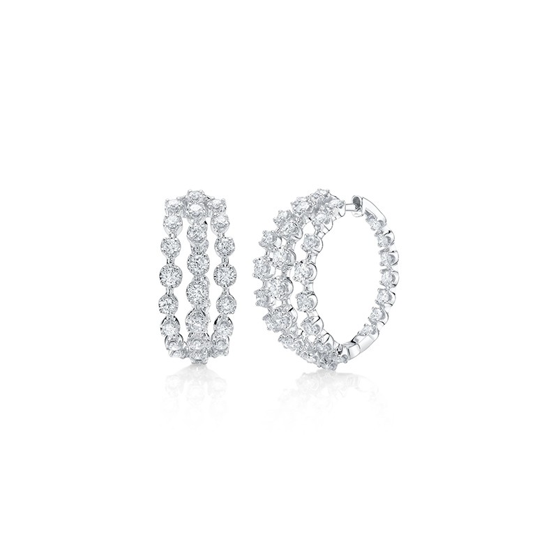 White Gold Diamond Crown Setting Hoops