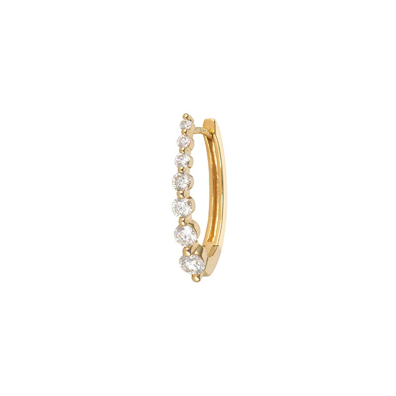 14K Yellow Gold Large Oval Graduated Diamond Hoops