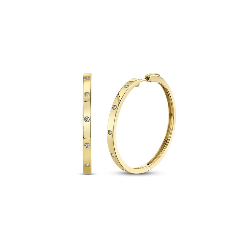 Yellow Gold Diamond Hoops