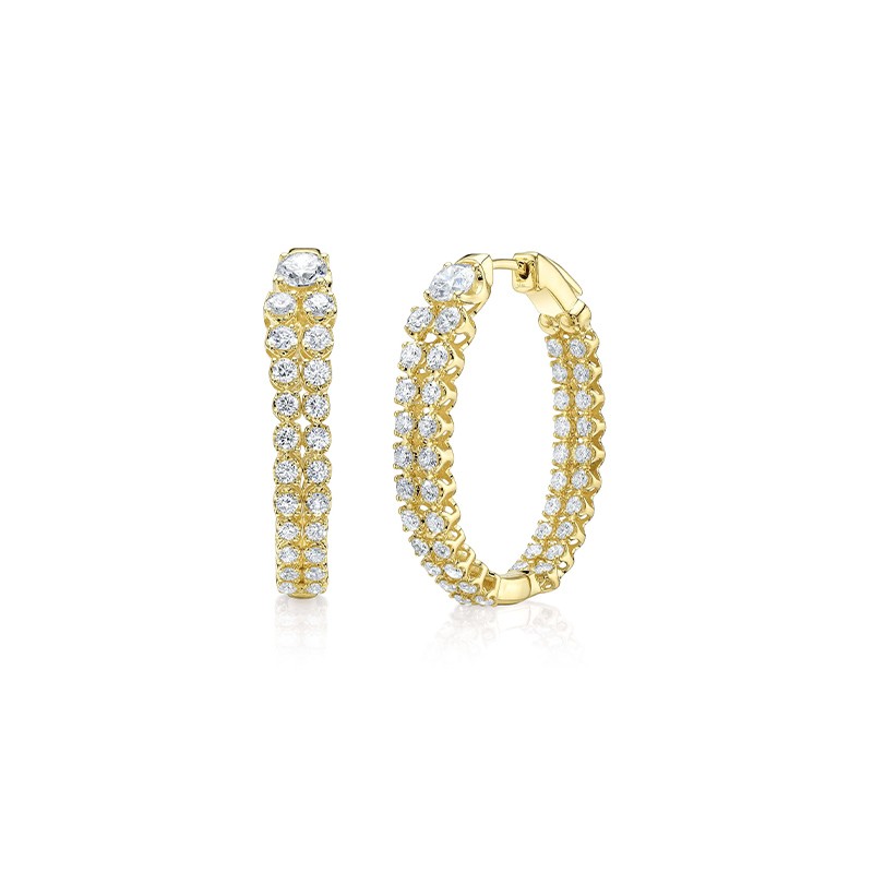 Yellow Gold Diamond Crown Setting Hoops