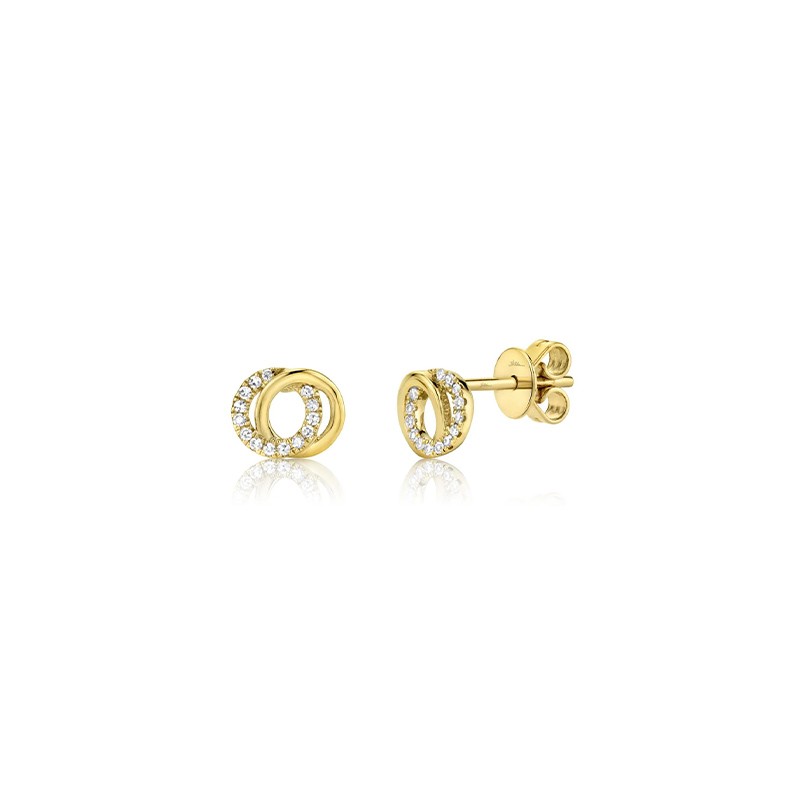 Yellow Gold Diamond Love Knot Studs