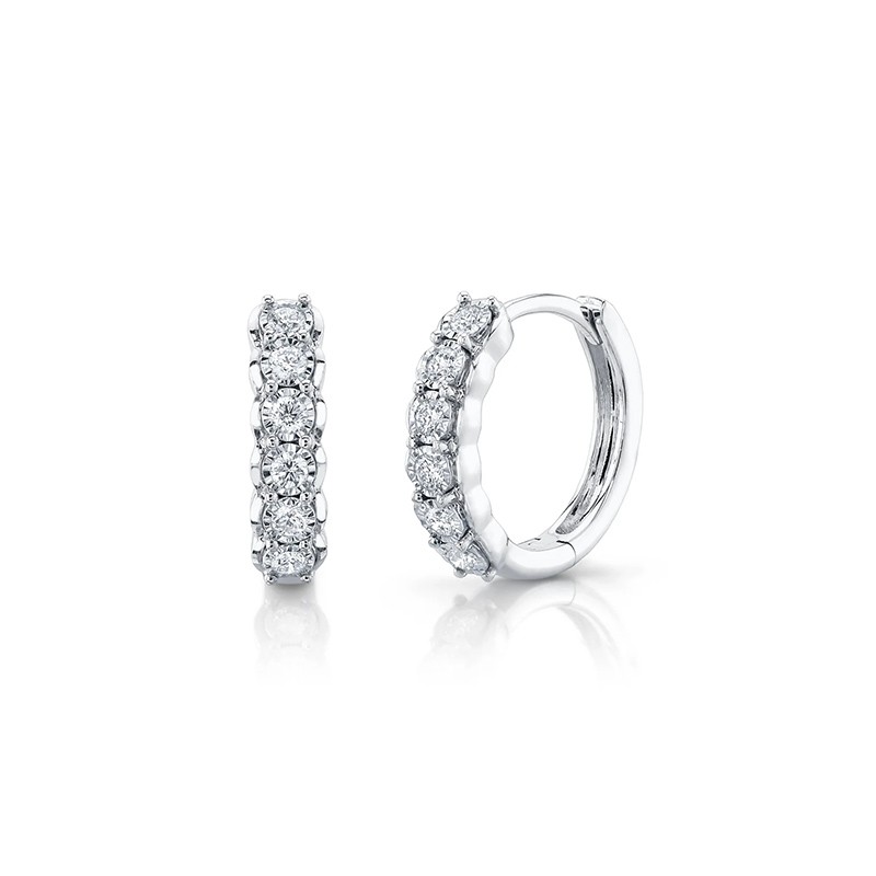 White Gold Diamond Huggie Earring
