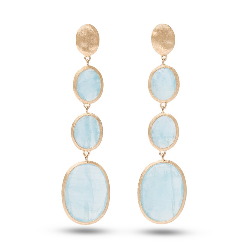 18k Yellow Gold Aquamarine Statement Earrings 