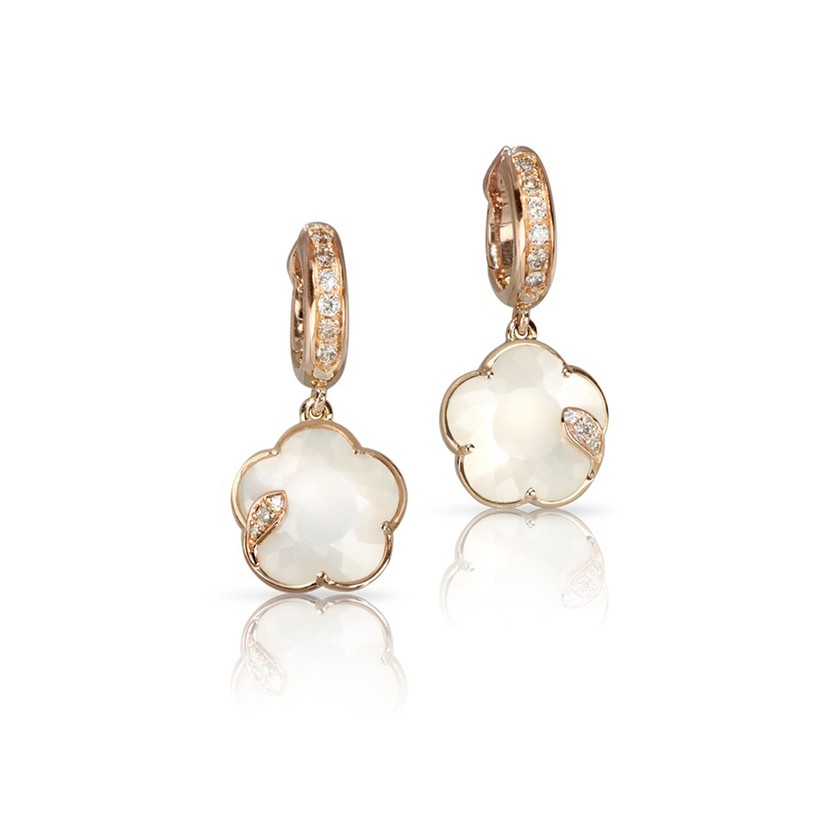 18k Rose Gold Pearl of the Moon Flower Earrings