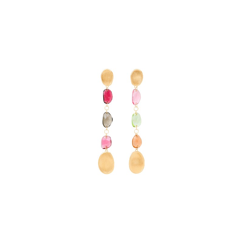 18K Yellow Gold Mixed Tourmaline Drop Earrings