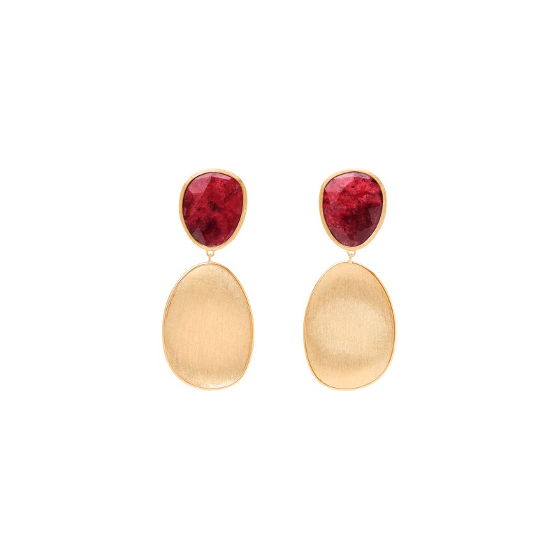 18K Yellow Gold Double Drop Thulite Earrings