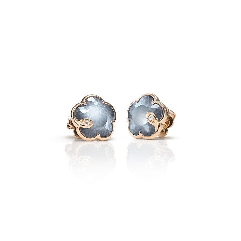 18K Rose Gold Petit Joli Lunar Night Blue Gem Stud Earrings