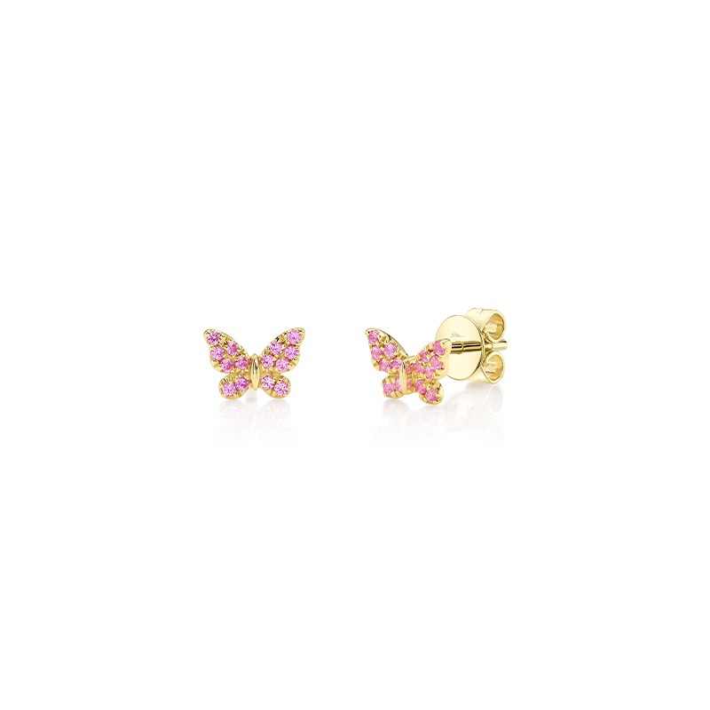 Yellow Gold Pink Sapphire Earrings