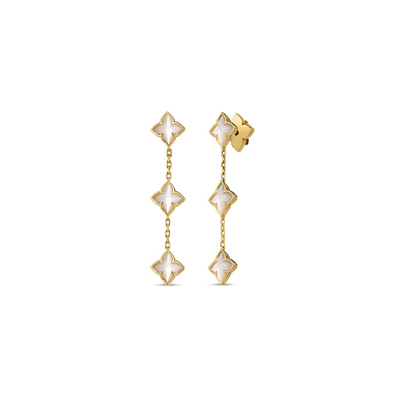 VENETIAN PRINCESS CARNIVAL MOTHER OF PEARL FLOWER DANGLE EARRINGS