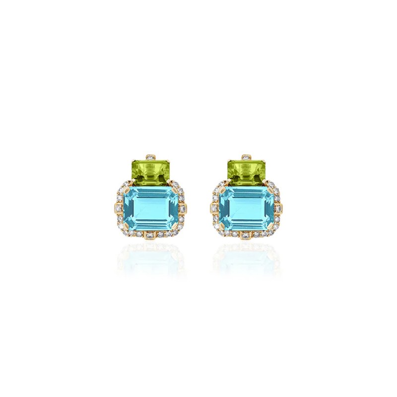 18K Yellow Gold Two-Tone Stud Earrings